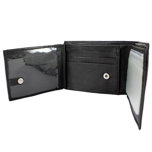 Leather Mens Wallet in Lambskin Leather, Black, Bifold Wallet - Picture 8 of 14